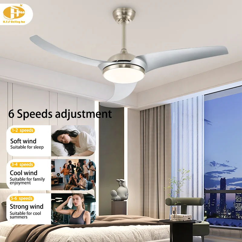 52 Incn LED Ceiling Fan Light. Ceiling Lights with Fan. 3 Blades. 6-Speed Quiet DC Motor. Modern Design for Bedroom Living Room - Image 6