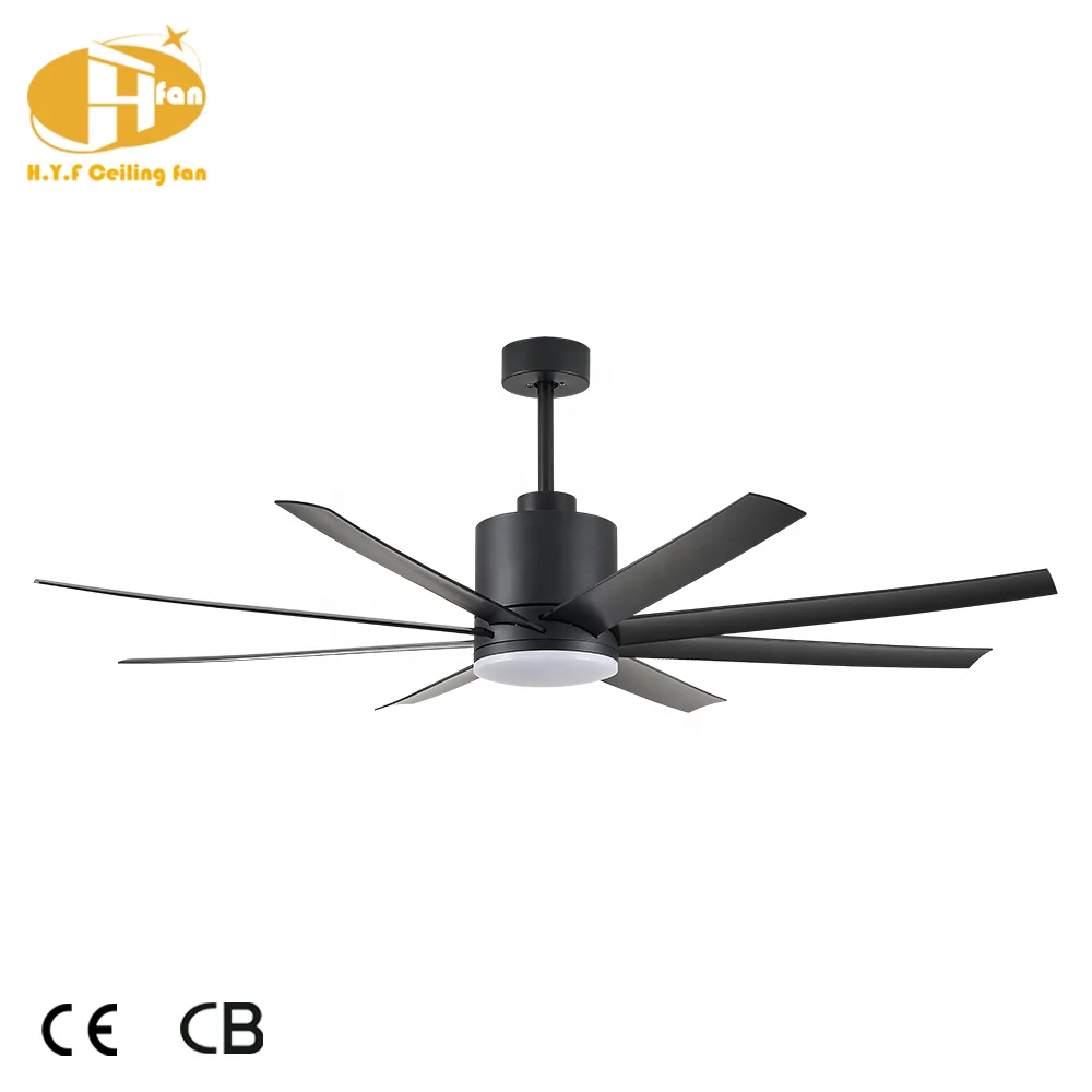 Factory Direct 60inch 72Inch LED Ceiling Fan with 8 Blades and 60W Black Iron Lamp Body BLDC Remote Control with Light - Image 2