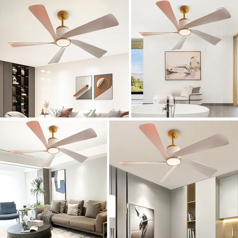 Home 52/65''Modern Ceiling Fan Light. Straight Blade. 6-Speed Dimmable LED. Smart Remote - Contemporary Straight-Blade Fan Light - Image 5