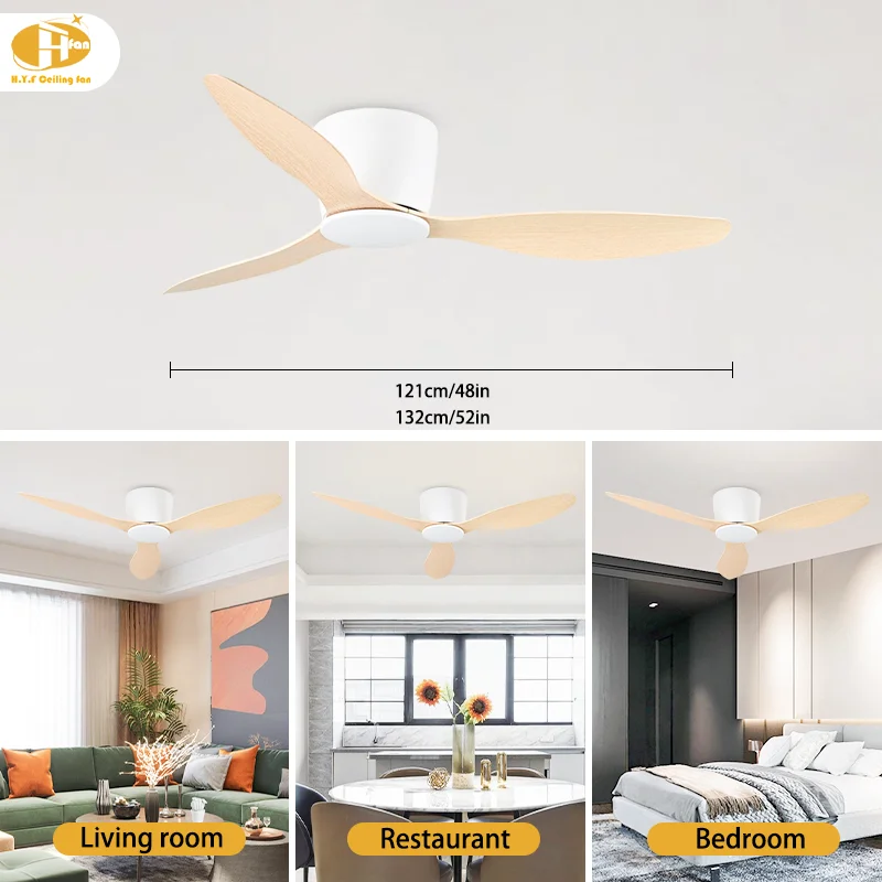 Modern Slim 3-Blade Ceiling Fan Without Light. Minimalist Style. Noiseless Reversible DC Motor - Indoor Low-Profile Ceiling Fan - Image 4