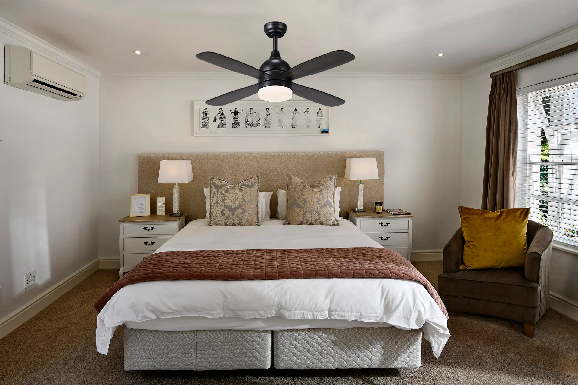 Modern Living Room LED Ceiling Fan with Light DC Motor Low Noise 4 Blades 42 Remote Control Plywood Construction - Image 3