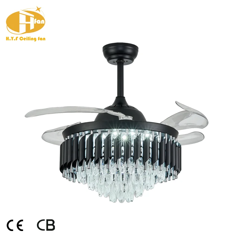 Hotel Chandelier Remote Control 6-speed Controllable air Volume DC Motor. Luxury Crystal Invisible Ventilador De Techo Con Luz - Image 5