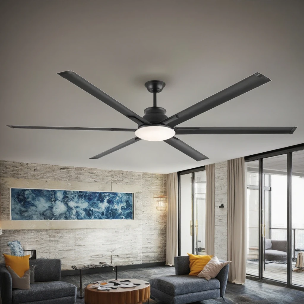 6-Speed Reversible Design 72-Inch Modern Ceiling Fan 6 Aluminum Blades Quiet DC Motor Remote Control Electric for Large Hotels - Image 5