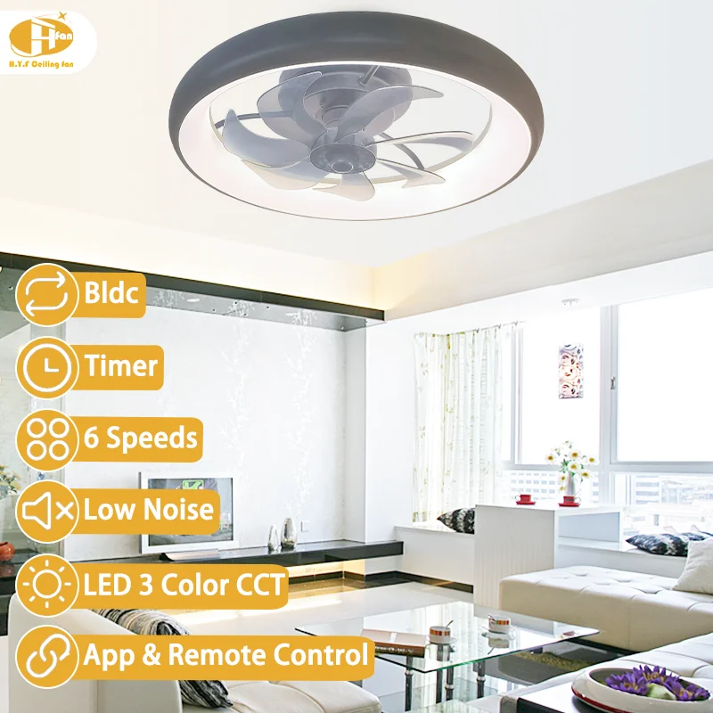 Modern Bedroom Downrod Mount Ceiling Fan. Smart Remote. 6-Speed AC Motor. 3000-6500K Dimmable LED - Indoor Home Fan Light - Image 2