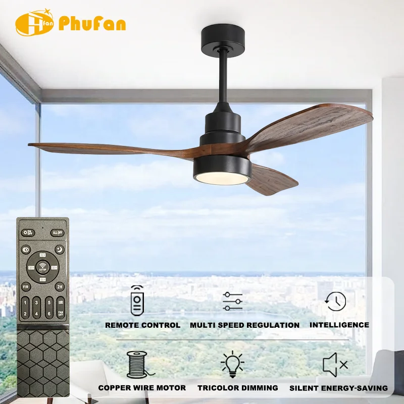 52 in 3-Blade Modern Ceiling Fan with Light. Remote Control. 6-Speed DC Motor. 220V Chandelier Style for Living Room and Bedroom - Image 2