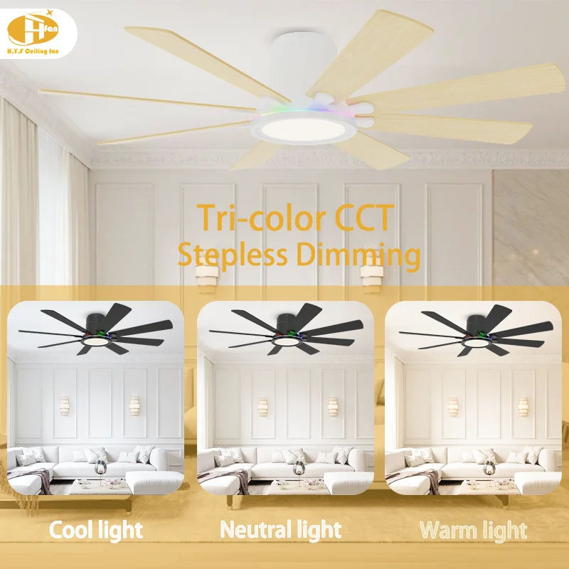 60 Inch 8-Blade High Airflow Ceiling Fan Light Matte Black LED & 6-Speed Quiet DC Motor Remote Control for Commercial Space - Image 5