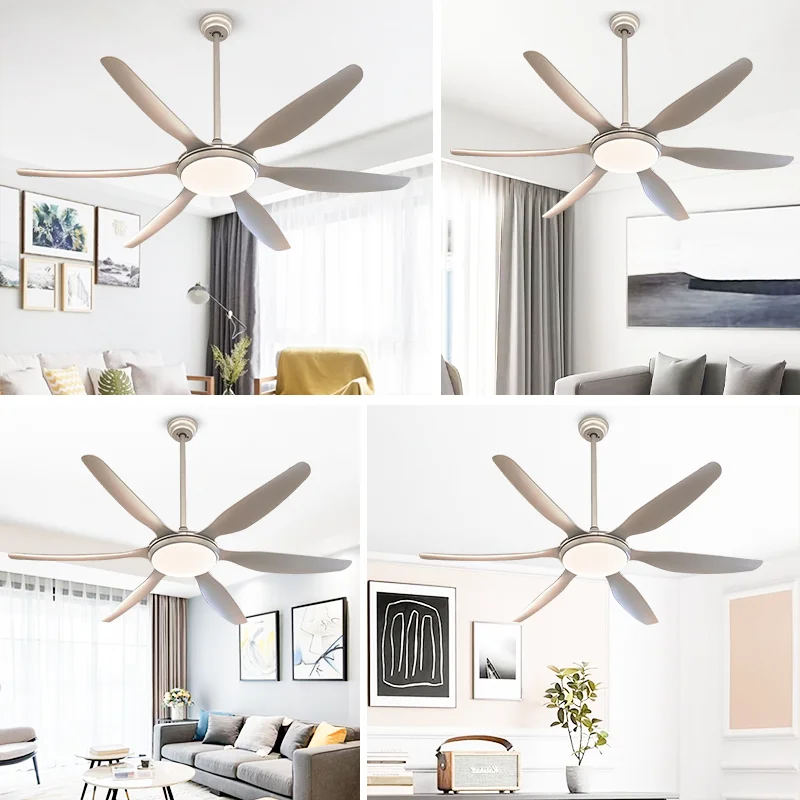 6-Blade Dimmable LED Ceiling Fan. Quiet DC Motor. Energy-Saving. Smart Remote - Modern Straight-Blade Living Room Fan Light - Image 5