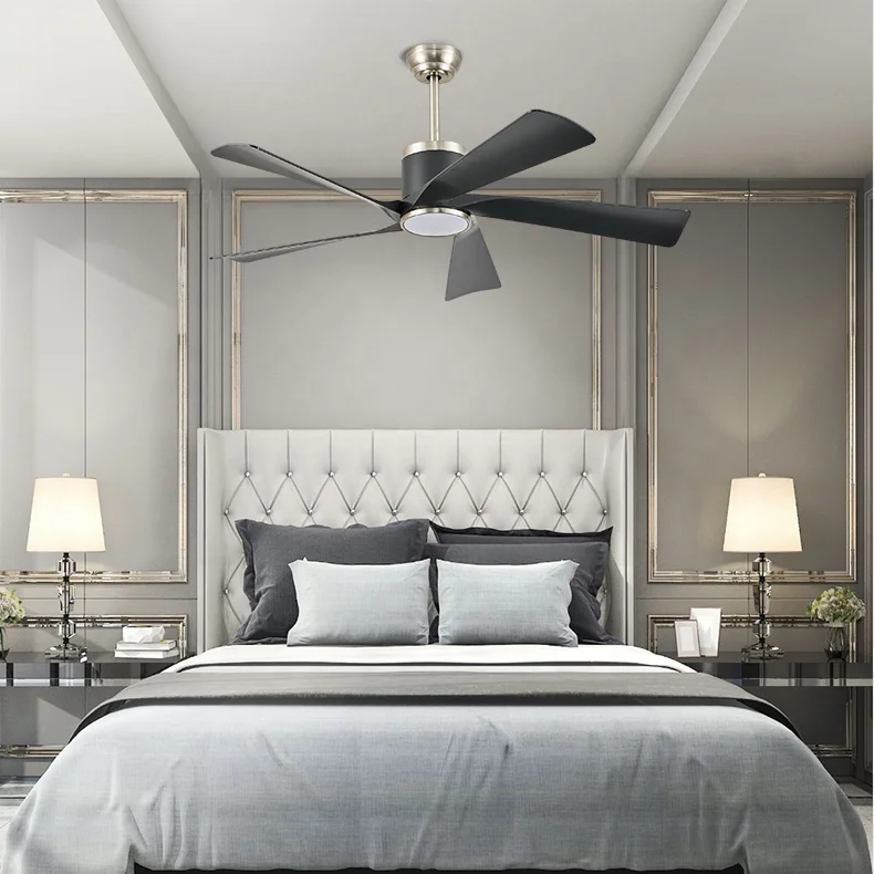 Modern 52 65 LED Ceiling Fan Light DC Motor Black Sand Nickel ABS Blades Infinitely Dimmable Smart APP Control Bedroom - Image 2