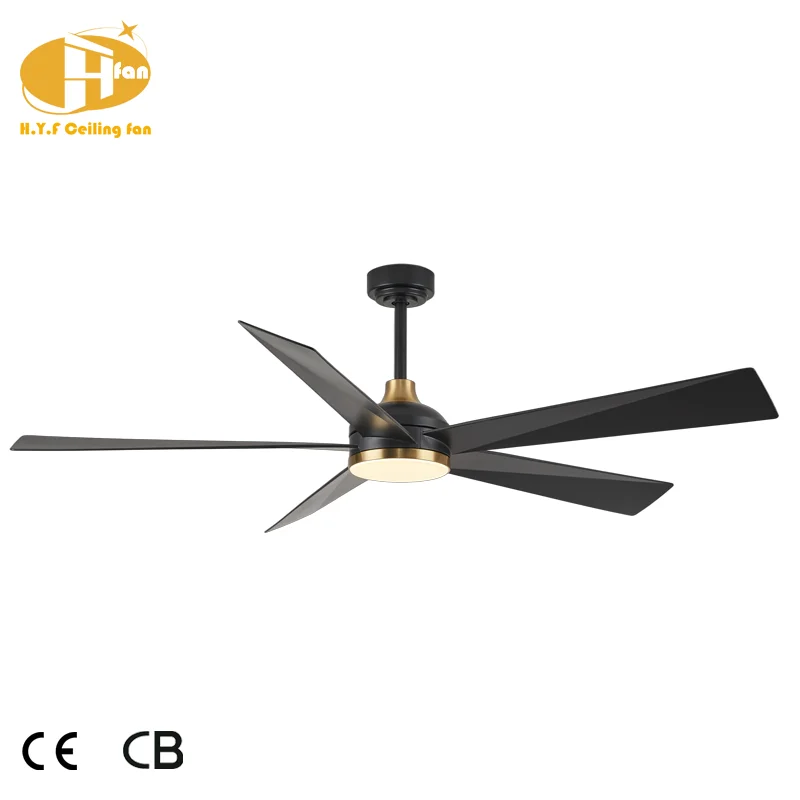 Factory in Stock Popular Style 65 Inches Five ABS Blades Ceiling Fan Black Gold Color Ceiling Fan with Light for Living Room - Image 2