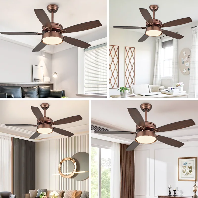 48'' Retro Straight-Blade Ceiling Fan with Light. Quiet DC Motor. Dimmable LED - Smart Remote -48'' Retro Home Ceiling Fan Light - Image 5