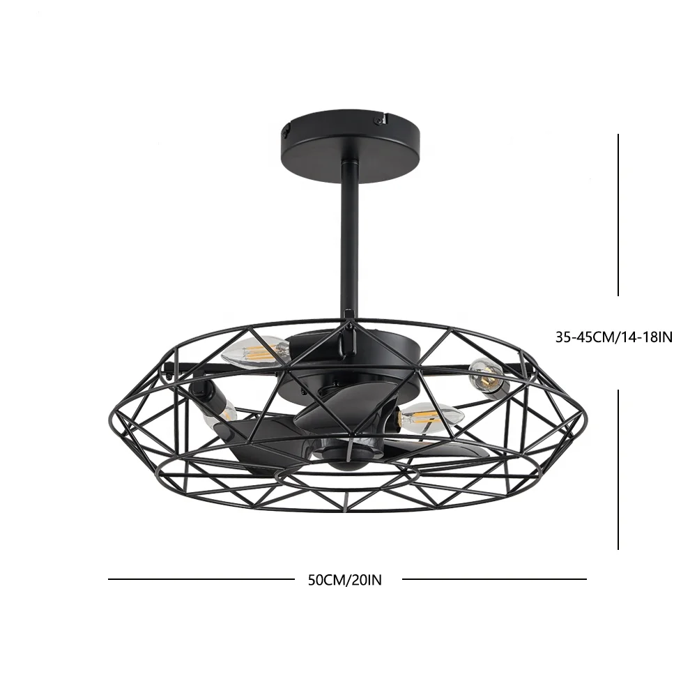 Traditional Style LED Ceiling Fans Iron Copper Body AC Powered Decorative Lighting for Dining Living Room Home Remote Control - Image 3