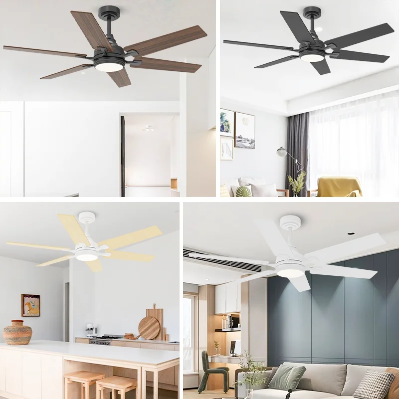 52-Inch 6-Blade RGB LED Ceiling Fan Light Remote Control 6-Speed DC Motor Quiet Operation Multi-Color Finish for Bathroom Living - Image 6