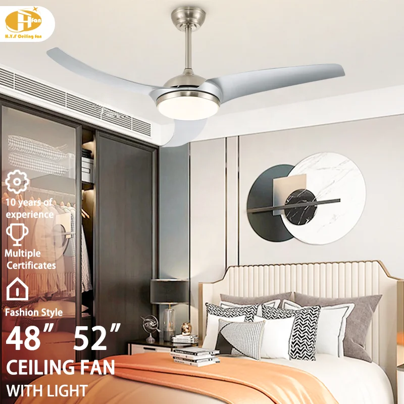 52 Incn LED Ceiling Fan Light. Ceiling Lights with Fan. 3 Blades. 6-Speed Quiet DC Motor. Modern Design for Bedroom Living Room - Image 2