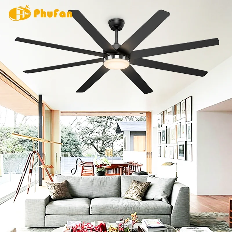 72/84 Inch 8-Blade Industrial Ceiling Fan Light Finish LED & 6-Speed High Airflow DC Motor Remote Control for Commercial Space - Image 5