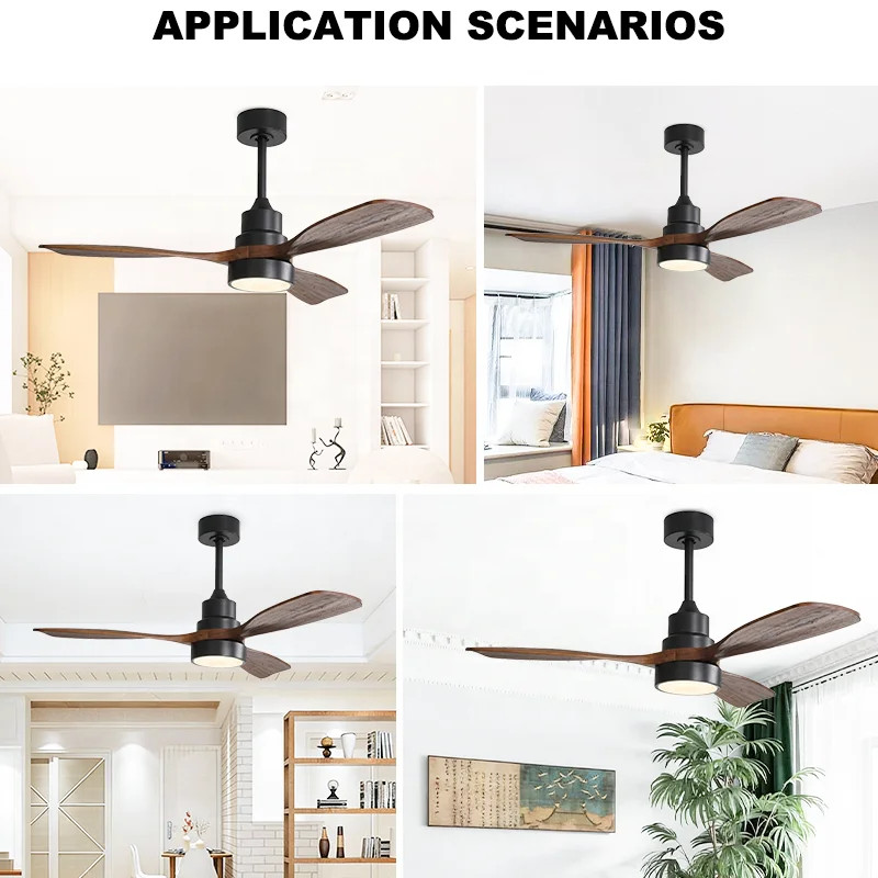 52 in 3-Blade Modern Ceiling Fan with Light. Remote Control. 6-Speed DC Motor. 220V Chandelier Style for Living Room and Bedroom - Image 4
