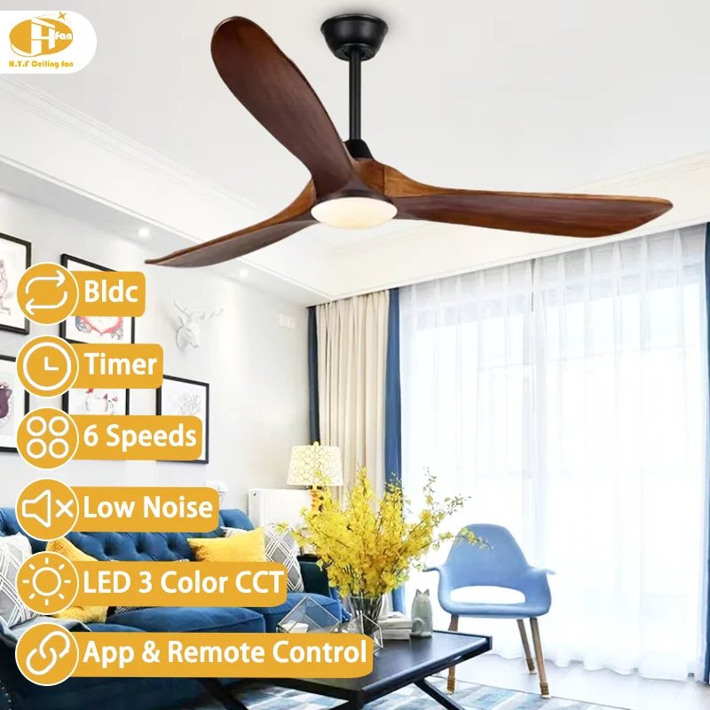 Hotel 42/48 Inches Flush Mount Wood-Blade Fan. Smart Remote. Mute DC Motor. 3000-6500K - Modern Flush Ceiling Fan - Image 2
