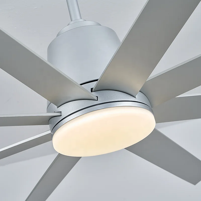 Industrial Style 8-Blade Metal DC Motor Silver LED Remote Control Ceiling Fans Traditional Design Dining Home Use - Image 3
