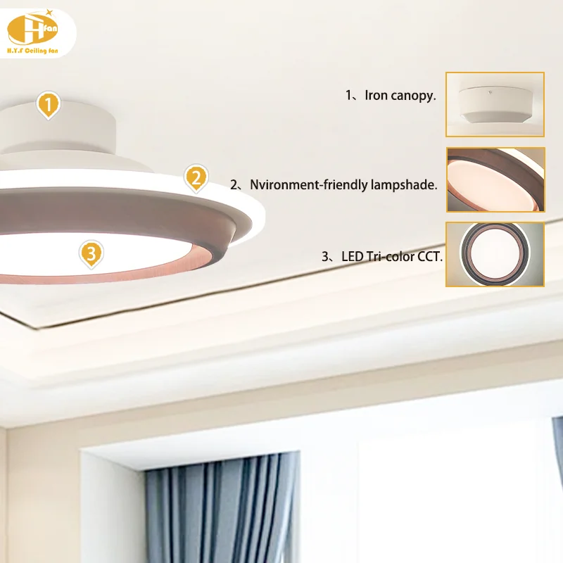 Bladeless Ceiling Fan with LED Light Quiet DC Motor. Remote Control. 6 Speeds. Dimmable. for Home & Office - Image 6