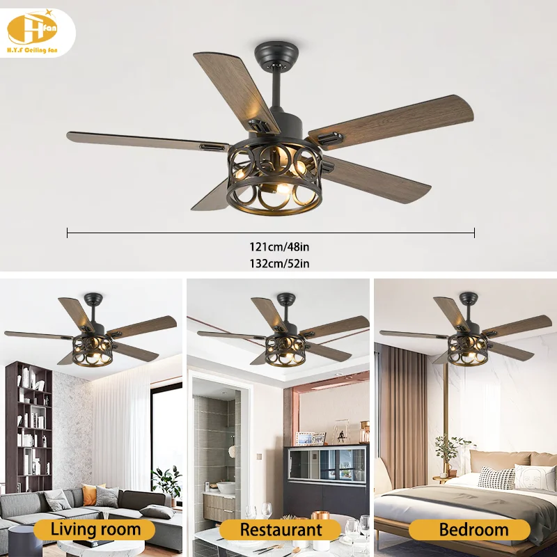 Attic Dining Room Vintage 5-Blade Ceiling Fan. Quiet Reversible Motor. 3 E27 LED Bulbs - Decorative - Vintage Ceiling Fan Light - Image 3