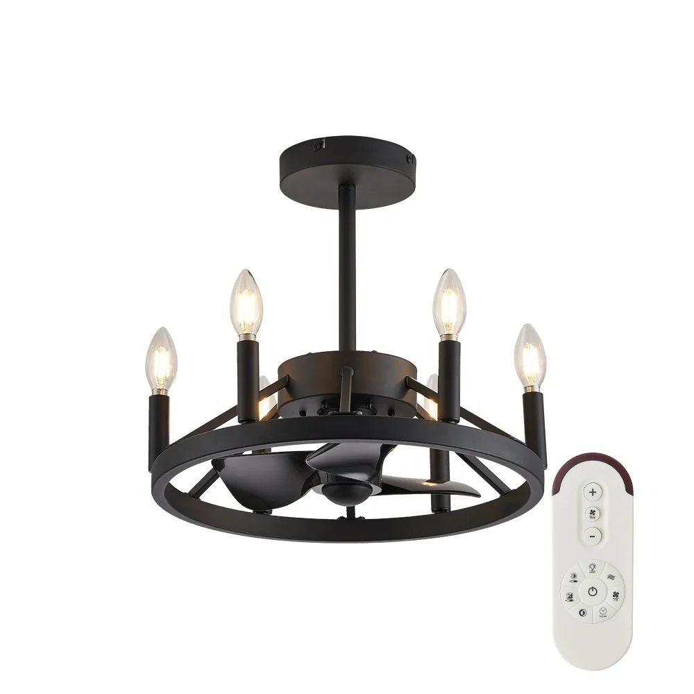 Industrial Style LED Ceiling Fan with Light Remote Control AC Powered for Dining - Image 2