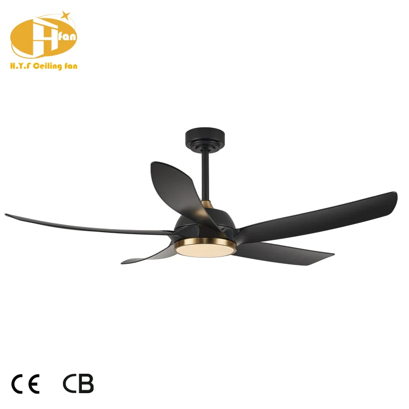 ABS 5 Blades Black LED Light Ceiling Fan Ceiling Fan Smart DC Motor Remote Control Ceiling Fan with Warm Light - Image 2