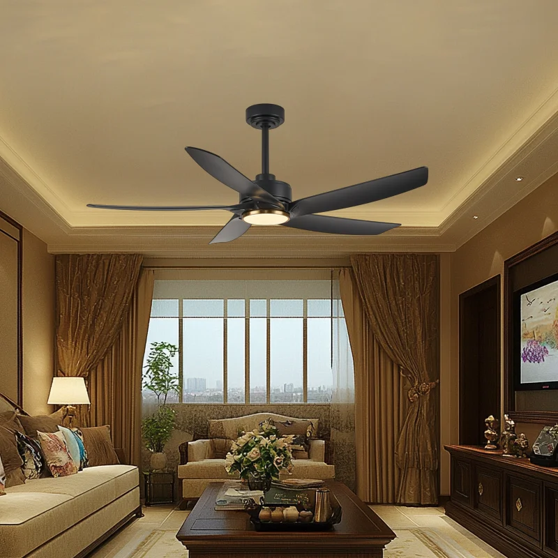 Modern Nordic Low Floor LED Ceiling Fan with Light 6 Speeds Electric DC Motor Remote Control Switch for Living Room - Image 6