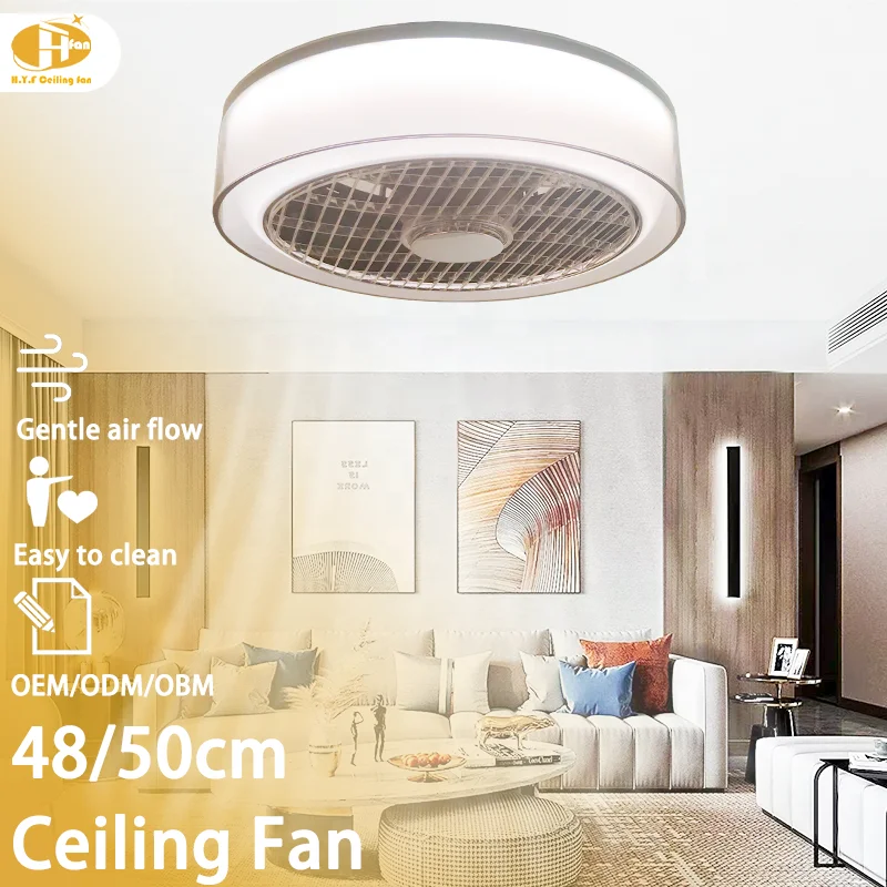 48/50 Inch LED Bladeless. Lamp Fan Ceil. Remote Control. 6-Speed DC Motor. Dimmable Light. Modern Design for Bedroom Living Room - Image 2