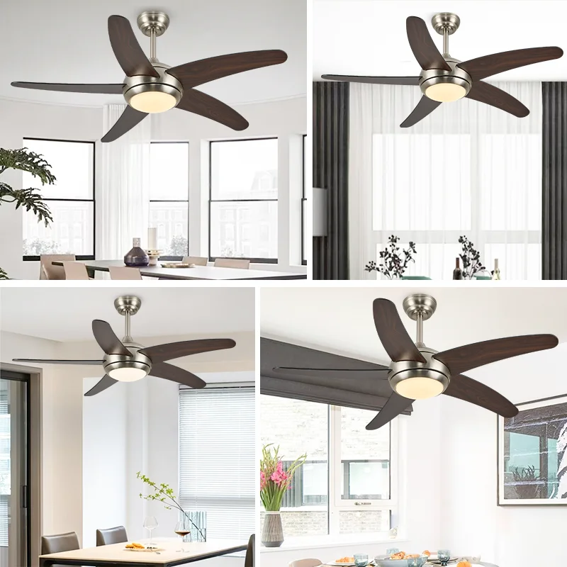 Modern Straight-Blade Ceiling Fan with Light. Quiet DC Motor. Dimmable LED. 6-Speed -Smart Remote -48'' Modern Ceiling Fan Light - Image 5