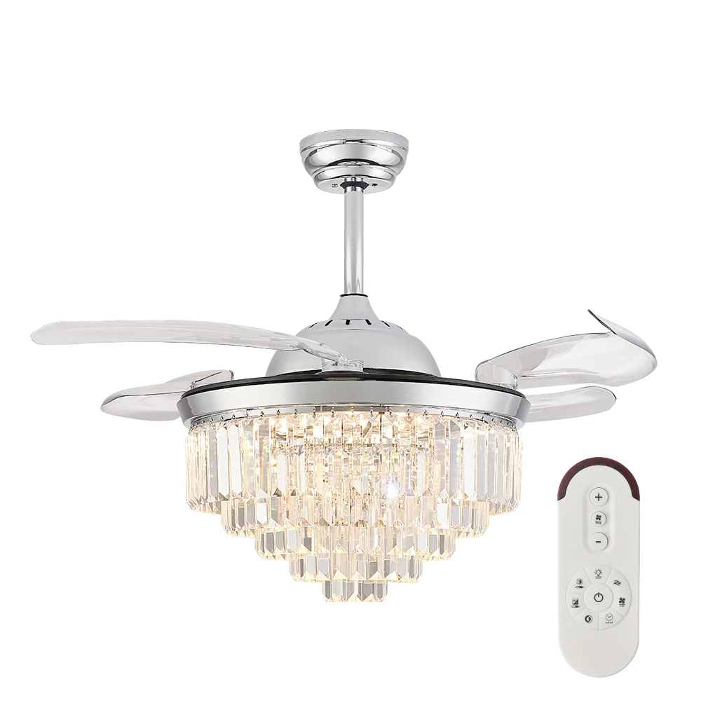Modern Design 42 Inches Silver Color Ceiling Fan Retractable Ceiling Fan for Bedroom Living Room - Image 3