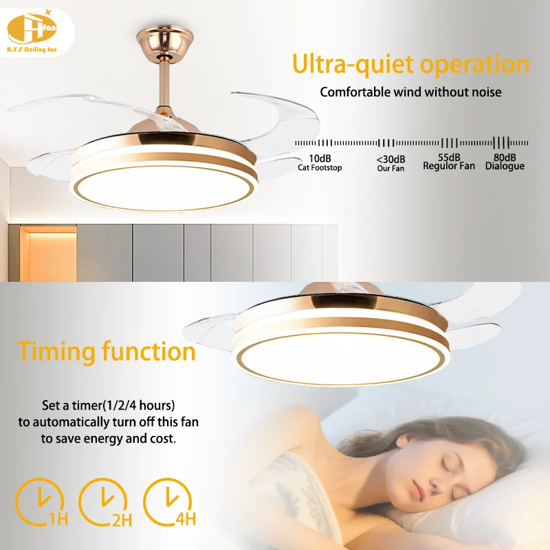 2025 Modern LED Ceiling Fan Retractable Blades. with Light. Remote Control. 42/48-Inch. 220V. for Living Room & Dining Room - Image 2