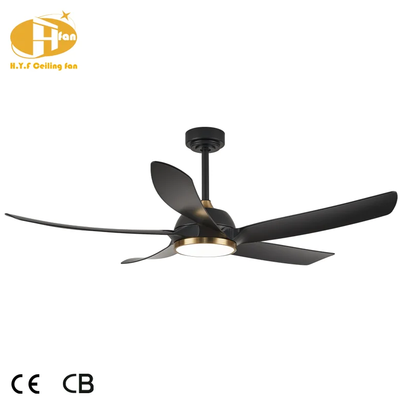 ABS 5 Blades Black LED Light Ceiling Fan Ceiling Fan Smart DC Motor Remote Control Ceiling Fan with Warm Light - Image 4