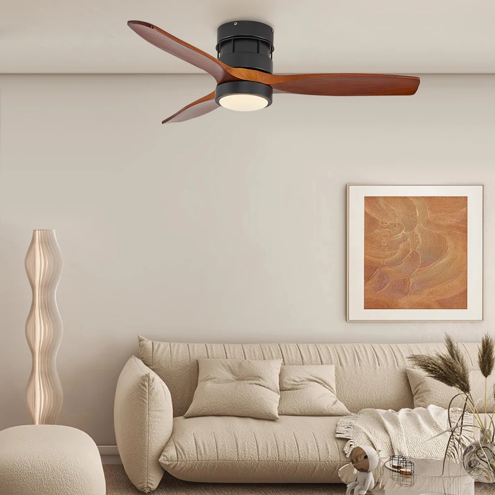 42/52 Inch Ceiling Fan with LED Lights Three Pcs Solid Wood Blades Remote Control Ceiling Fan - Image 6