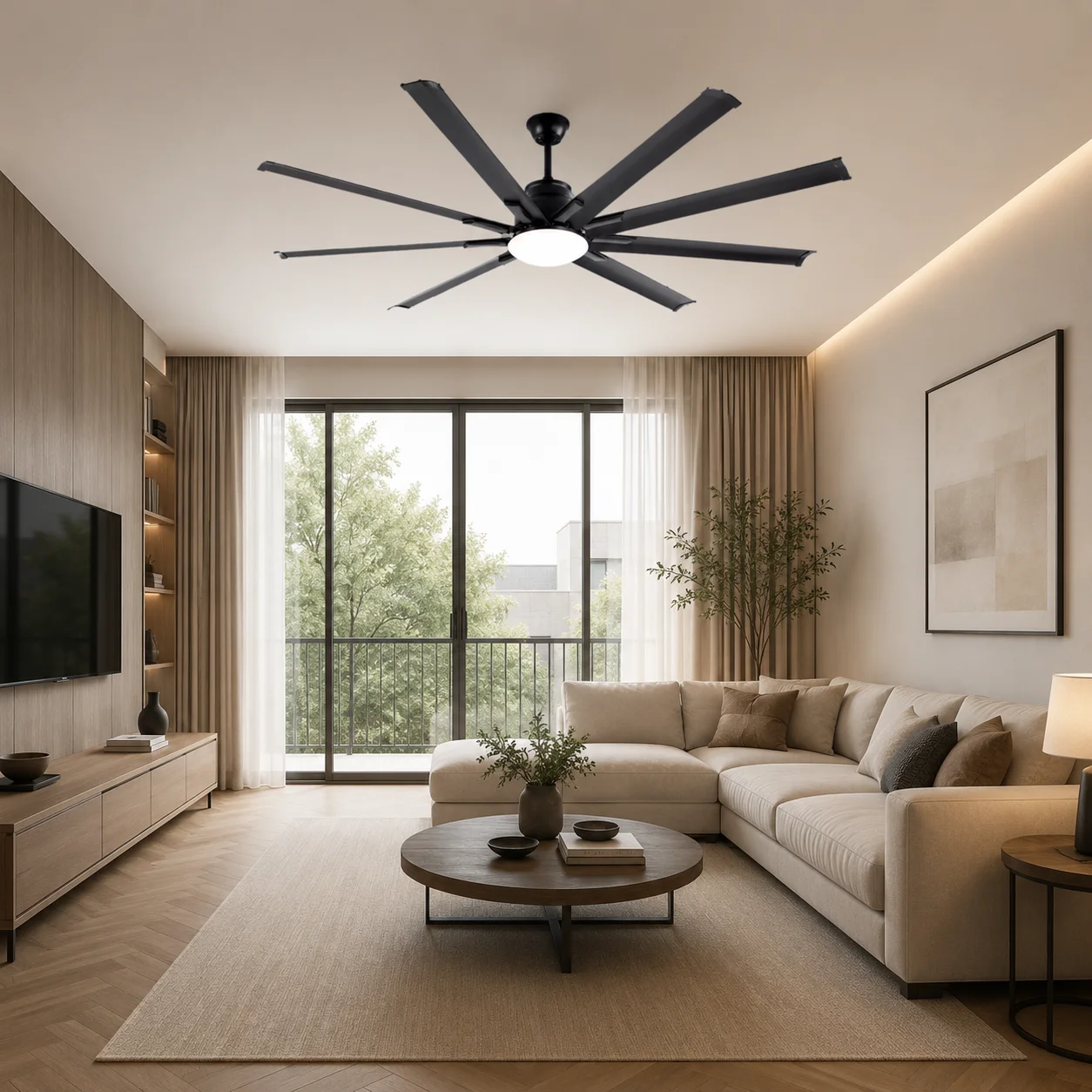 72inch Custom Large Ceiling Fan with LED Light Remote Control 8Blades High Performance Cooling Distribution Modern - Image 4