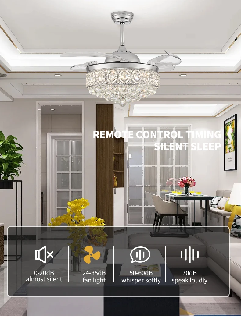 Bathroom Dining 110V/220V Contemporary Ceiling Fan Light. Stepless Dimmable LED. Easy Install - Modern Ceiling Fan Light