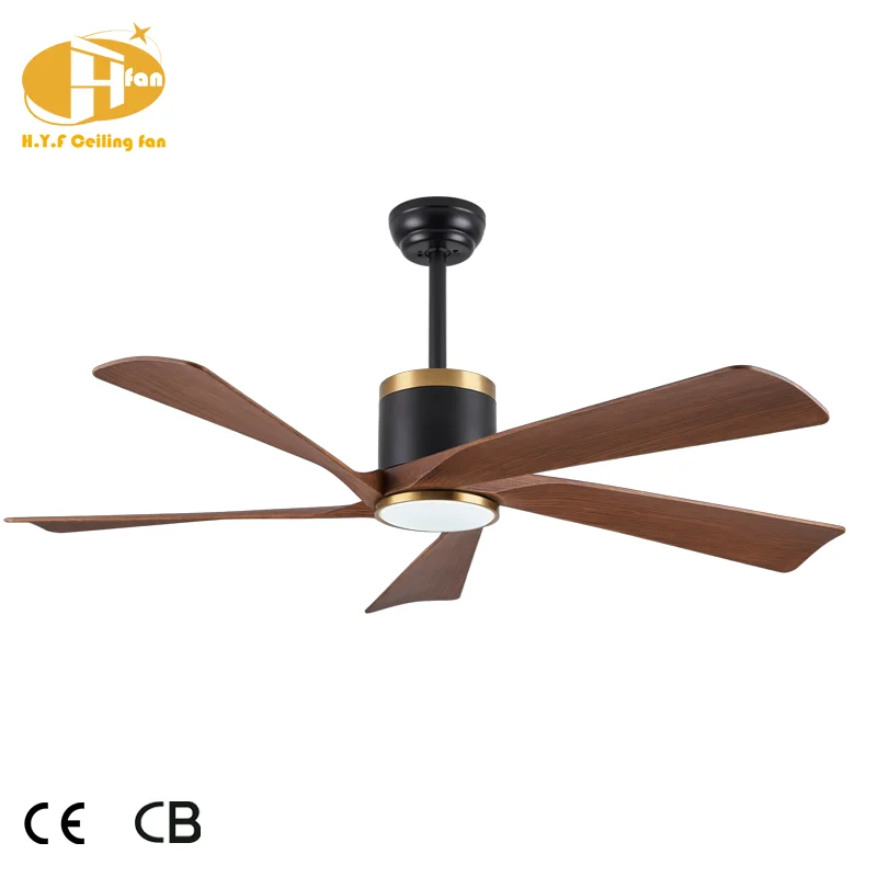 52 Inches Black Gold Color Ceiling Fan Energy Saving Six Speed Control Ceiling Fan with Led Light - Image 6