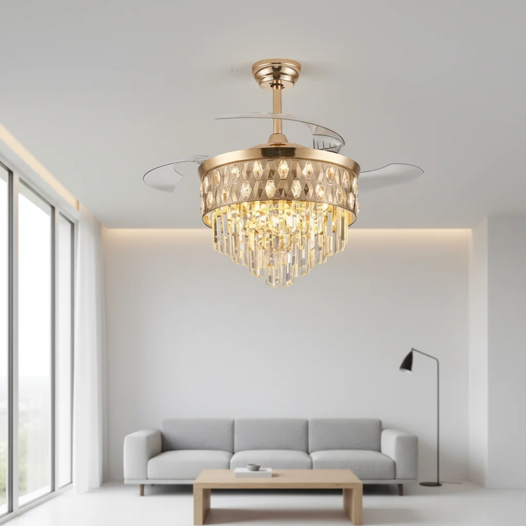 Bedroom Nordic Luxury Ceiling Fan Light Quiet DC Motor. Stepless Dimming LED - Energy-Saving - Nordic Modern Ceiling Fan Light - Image 2