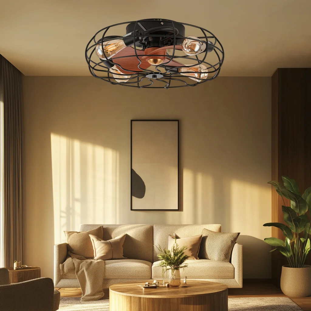 Best Price Retro Traditional Style Iron Body Fan Chandelier DC Powered Smart APP Remote Control LED Light Ceiling Fan - Image 2
