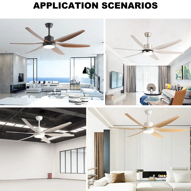 5-Blade High Airflow Ceiling Fan Light Wood Tone Blades LED & 6-Speed Reversible DC Motor Remote Control for Open Floor Plan - Image 4