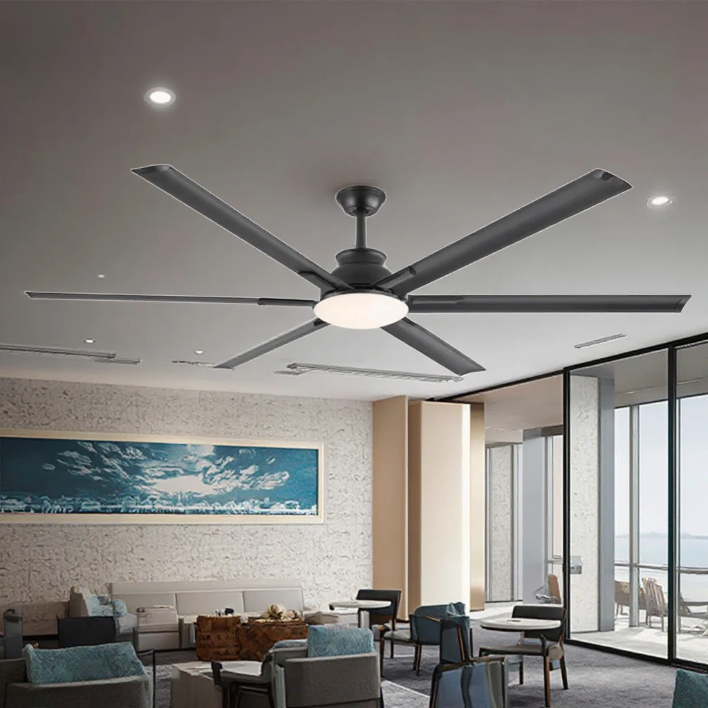 6-Speed Reversible Design 72-Inch Modern Ceiling Fan 6 Aluminum Blades Quiet DC Motor Remote Control Electric for Large Hotels - Image 6