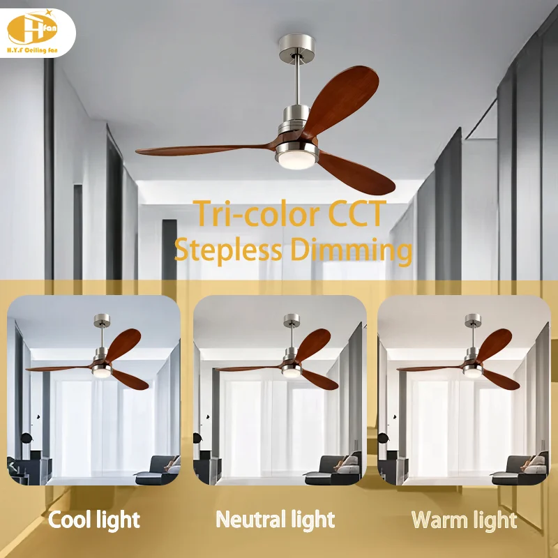 Professional American Nordic Retro 52 Inch LED Ceiling Fan Light Remote Control DC Wood Leaf Imported Frequency for Living Room - Image 5