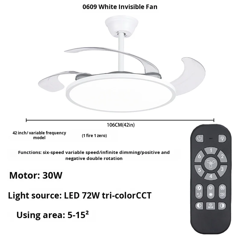 Customizable Modern LED Fan Light Lighting Ultra-Quiet Large Air Volume Popular Model for Living Dining Room Remote Plastic - Image 6