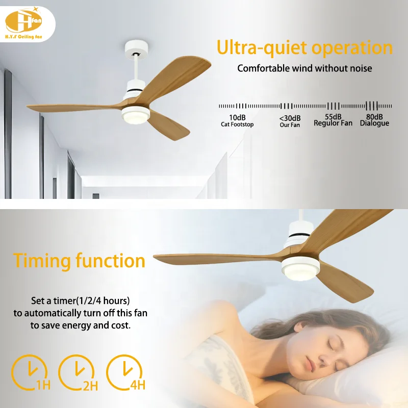 Hot Selling 52 Intelligent Mechanical Control Indoor Household Smart Ceiling Fans 3 Blade Wood Fan for Outdoor Garage Direct - Image 3